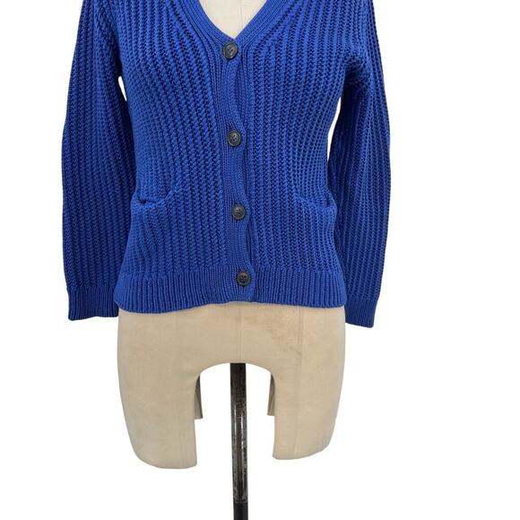 3.1 Phillip Lim Cardigan‎ Sweater Cotton Ribbed Knit Buttons Blue Size XS - Picture 4 of 14